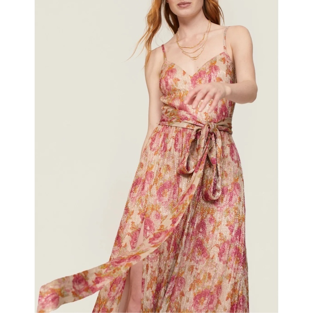 NWT Dress the Population Chrissy Metallic Floral Gown Sz. S - Picture 3 of 6